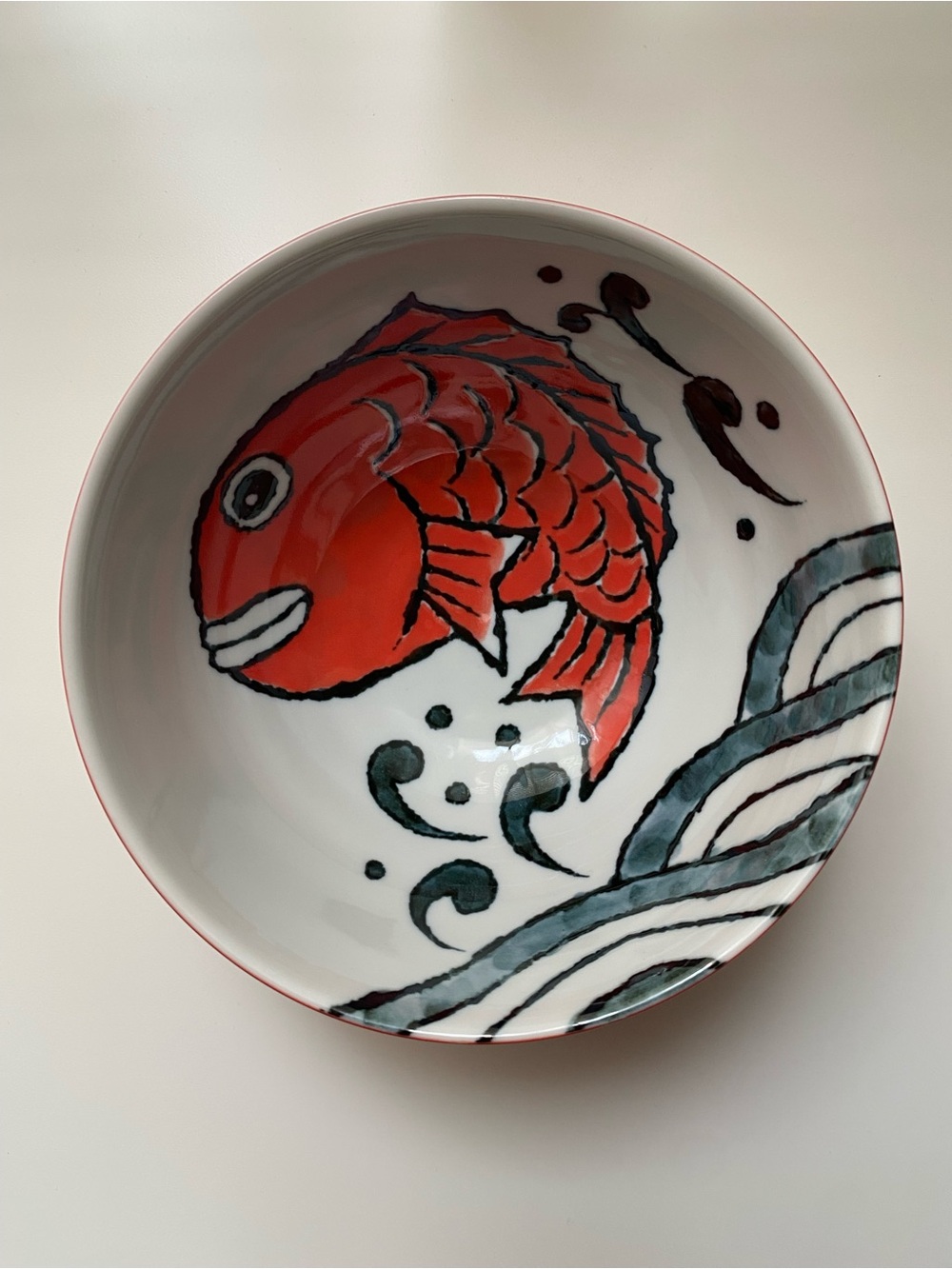 Red snapper bowl perfect for ramen Made in Japan
